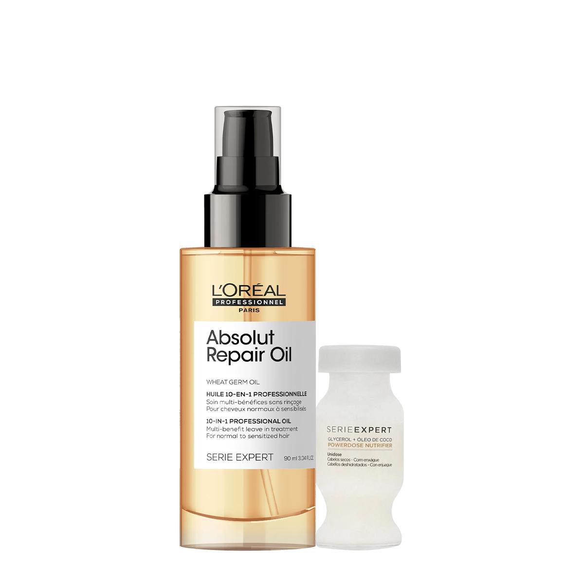 Kit LOreal Professionel Serie Expert Absolut Repair Gold Quinoa 10in1 Óleo 90 e Ampola de Nutrição (2 produtos) - 1