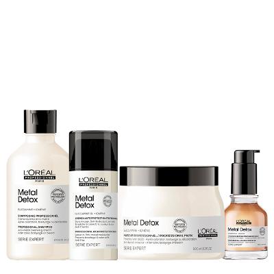 Kit LOréal Professionnel Metal Detox Shampoo Máscara G Leave-in e Óleo (4 produtos)