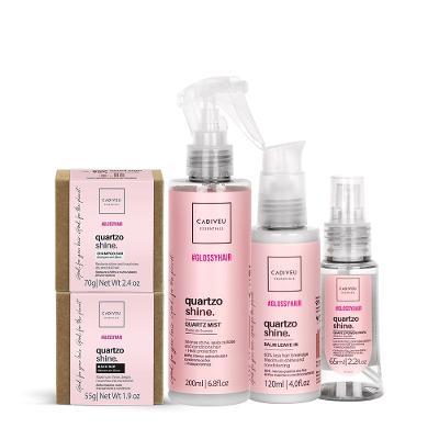 Kit Cadiveu Professional Hair Quartzo Shine Óleo Fluído Balm Shampoo em Barra e Máscara (5 produtos)