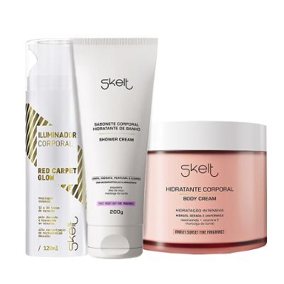 Kit Skelt Red Carpet Glow Hidratante Corporal Amalfi Sunset Iluminador Shower (3 produtos)