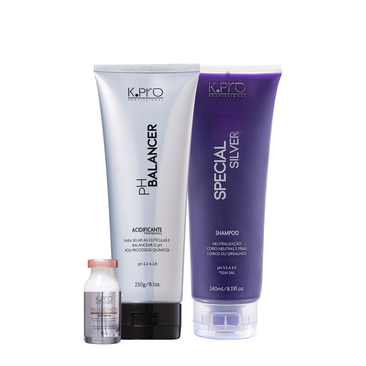Kit K.Pro Special Silver Ph 5.5 a 6.5 Acidificante e Regenér Shot Ampola (3 produtos) - 1