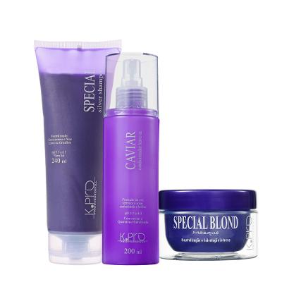 Kit K.Pro Profissional Special Silver Shampoo Máscara Blond e Spray Leave-in (3 produtos)