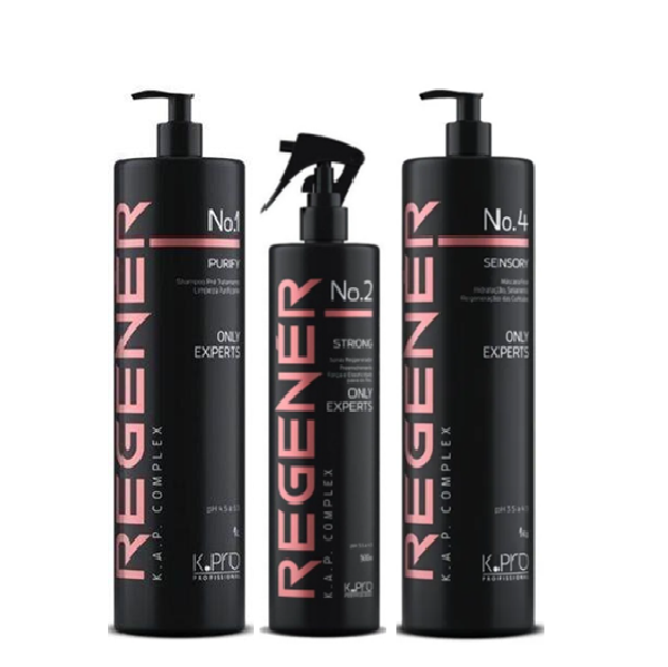 Kit K.Pro Profissional Regenér Nº 1 Purify + Spray Nº2 Regenerador +  Nº 4 Sensory  (3 produtos) - 1