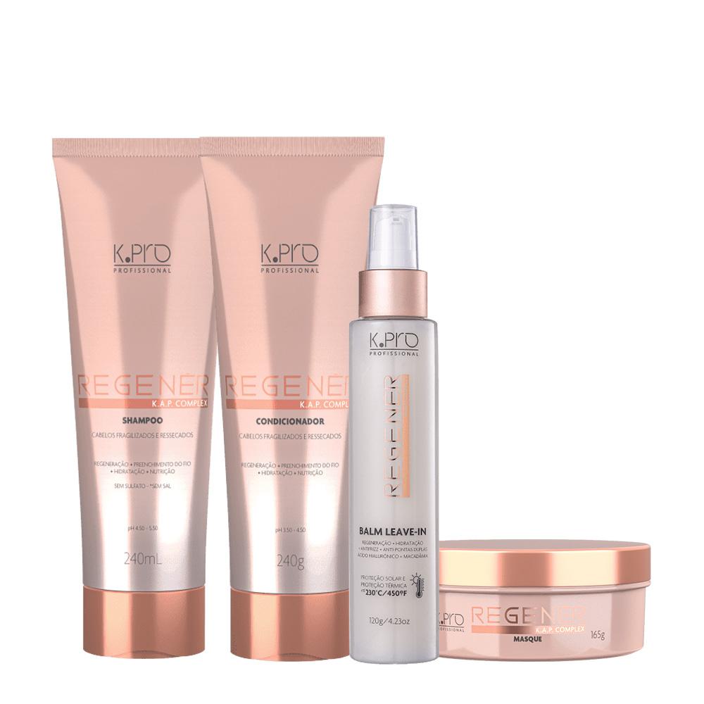 Kit K.Pro Profissional Regenér Shampoo Condicionador Máscara e Leave-in (4 produtos) - 1