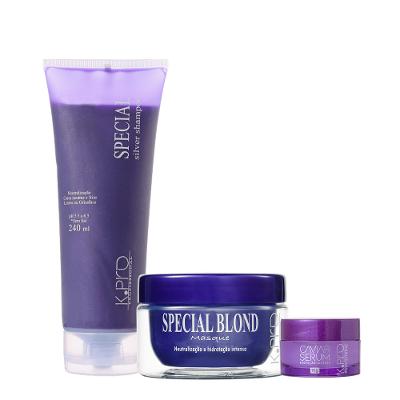 Kit K.Pro Profissional Special Silver Shampoo Desamarelador Máscara Blond e Sérum (3 produtos)