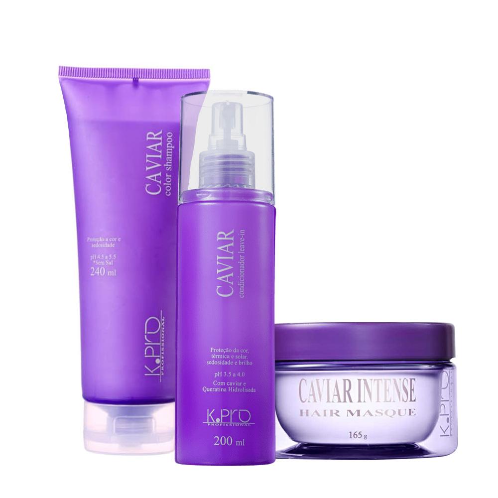 Kit K.Pro Profissional Caviar Shampoo Máscara e Spray Leave-in (3 produtos) - 1