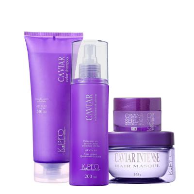 Kit K.Pro Profissional Caviar Shampoo Máscara Sérum e Spray Leave-in (4 Produtos)