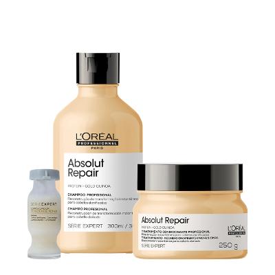 Kit L'Oréal Professionnel Serie Expert Absolut Repair Shampoo Máscara e Ampola (3 produtos)