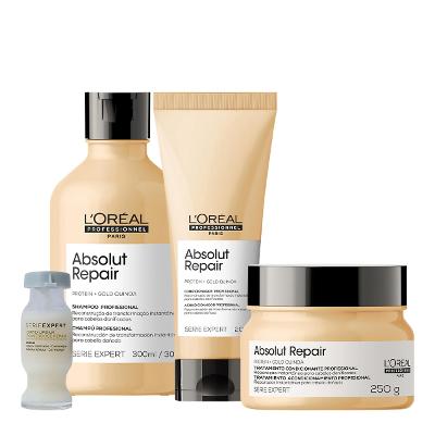Kit L'Oréal Professionnel Serie Expert Absolut Repair Shampoo Condicionador Máscara e Ampola (4 produtos)