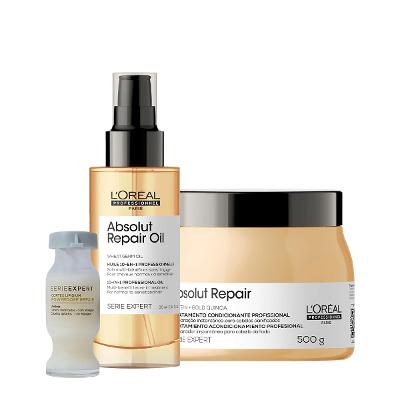 Kit L'Oréal Professionnel Serie Expert Absolut Repair Gold Máscara G Óleo e Power Repair (3 produtos)