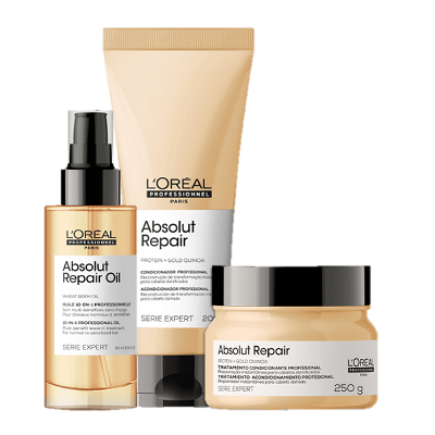 Kit L'Oréal Professionnel Serie Expert Absolut Repair Gold Quinoa Protein Nutrição Total (3 Produtos)
