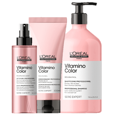 Kit L'Oréal Professionnel Serie Expert Vitamino Color Shampoo 750ml +Condicionador 200ml + Leave-in 190ml (3 Produtos)
