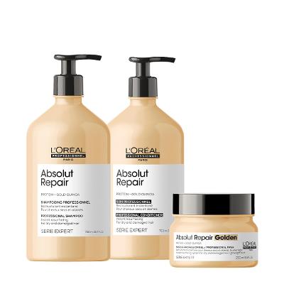 Kit L'Oréal Professionnel Absolut Repair Gold Quinoa Protein Shampoo Condicionador e Máscara (3 produtos)
