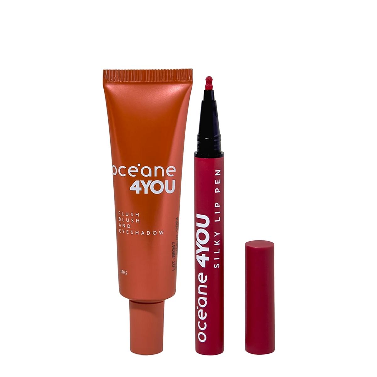 Kit Océane 4you Flush Bright Joy Blush Sombra e Lip Pen Magenta Caneta Delineadora Labial (2 produtos) - 1