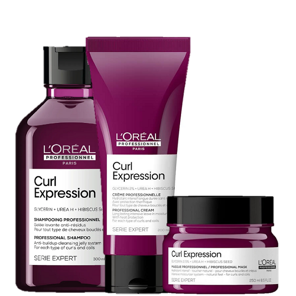 Kit L'Oréal Professionnel Curl Expression Shampoo JELLY 300ml + Creme Capilar 200ml e Máscara 250ml (3 Produtos) - 1