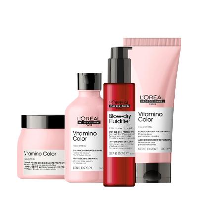 Kit L'Oreal Professionnel Vitamino Color Shampoo Condicionador Máscara e Leave-in (4 produtos)