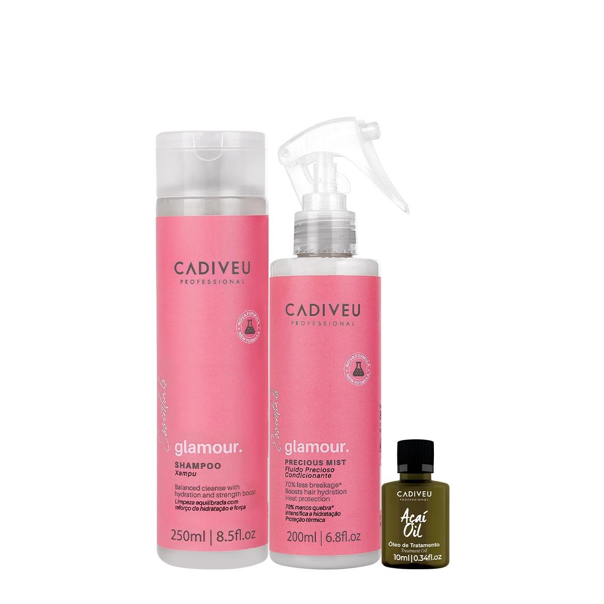 Kit Cadiveu Profissional Essentials Glamour Shampoo Fluído e Açaí Oil 10 (3 produtos) - 1