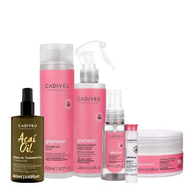 Kit Cadiveu Professional Essentials Glamour Shampoo Máscara Fluído Ampola Sérum e Açaí Oil (6 produtos)