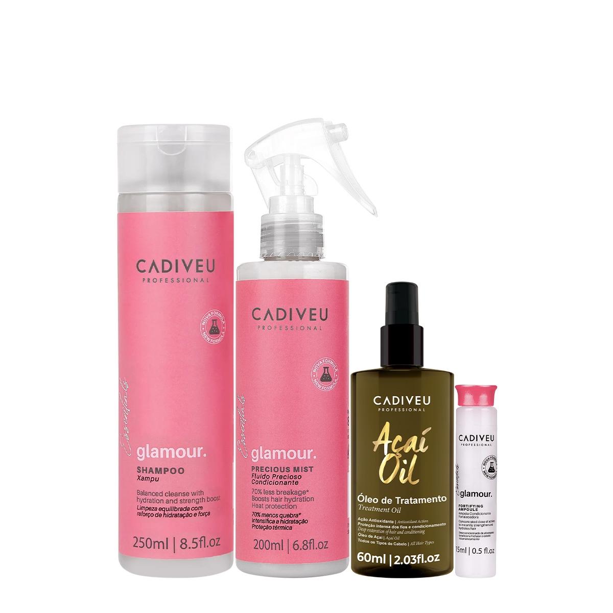 Kit Cadiveu Professional Essentials Glamour Shampoo Fluído Ampola e Açaí Oil 60 (4 produtos) - 1