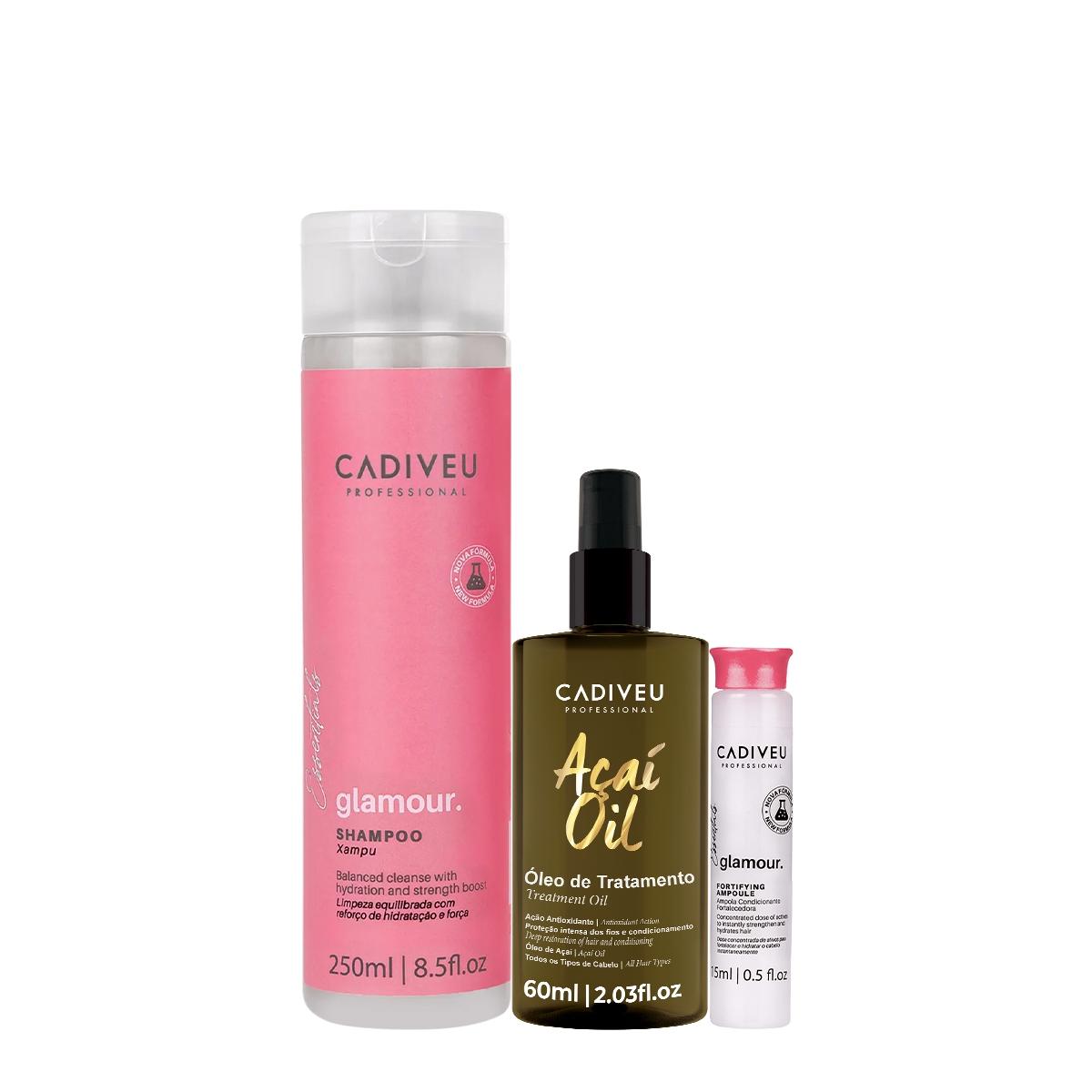 Kit Cadiveu Profissional Essentials Glamour Shampoo Ampola e Açaí Oil 60 (3 produtos) - 1