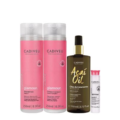 Kit Cadiveu Professional Essentials Glamour Shampoo Condicionador Ampola e Açai Óleo 110 (4 produtos)