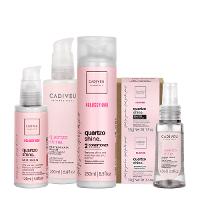 Kit Cadiveu Professional Quartzo Shine Shampoo Barra Condicionador Máscara Barra Pré Shampoo Leave-in e Óleo (6 produtos - 1