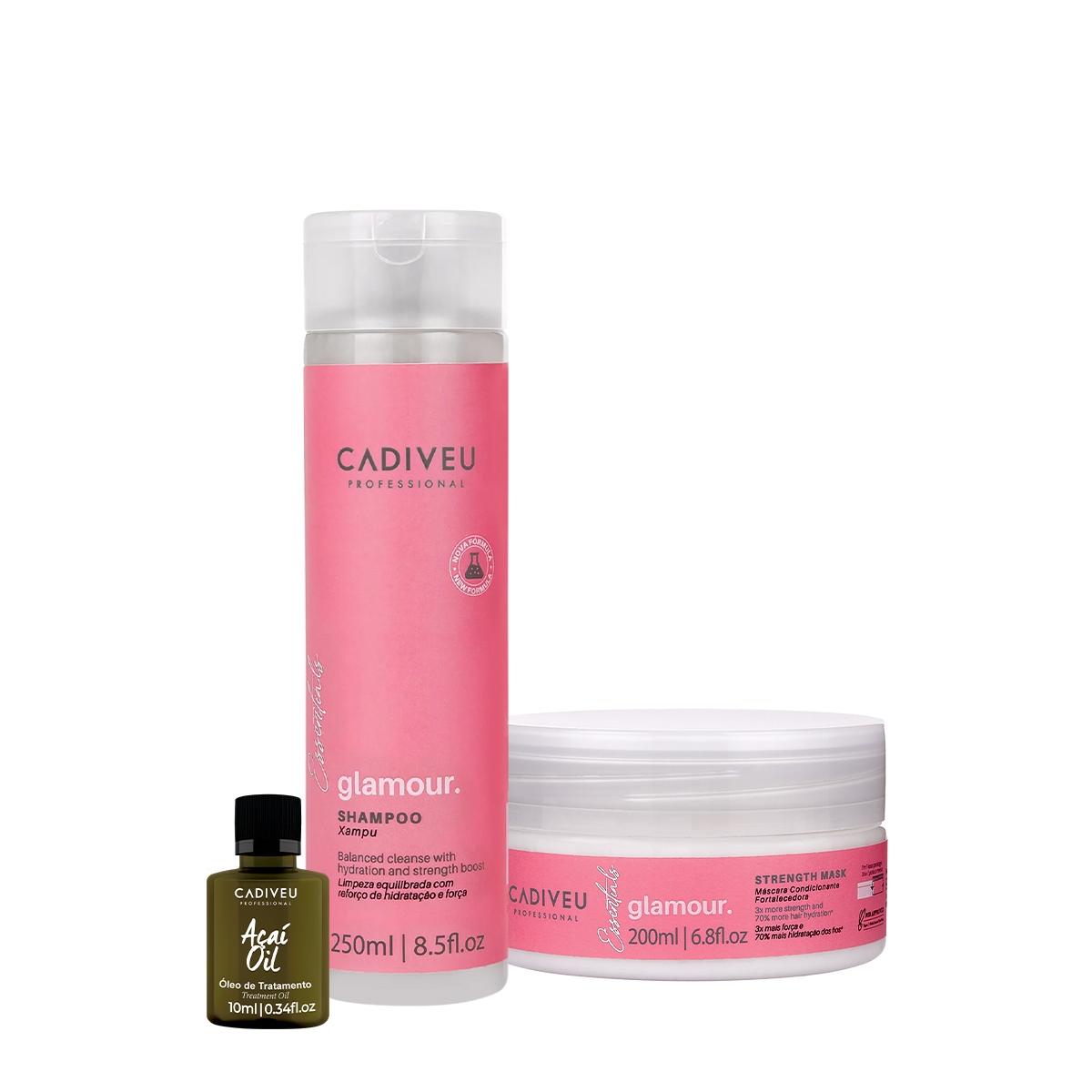Kit Cadiveu Profissional Essentials Glamour Shampoo Máscara e Açaí Oil P (3 produtos) - 1