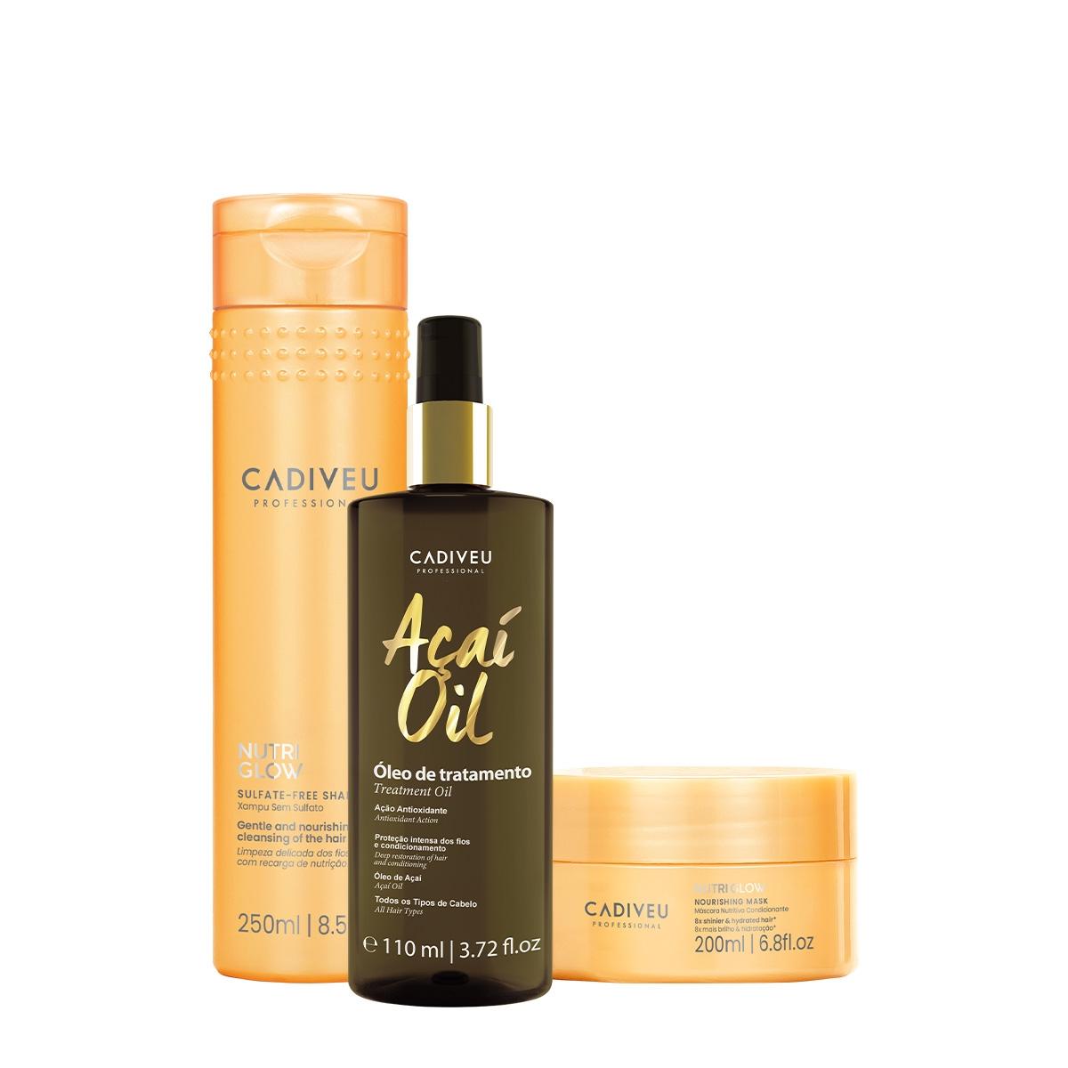 Kit Cadiveu Professional Nutri Glow Shampoo Máscara e Açaí Oil 110 (3 produtos) - 1