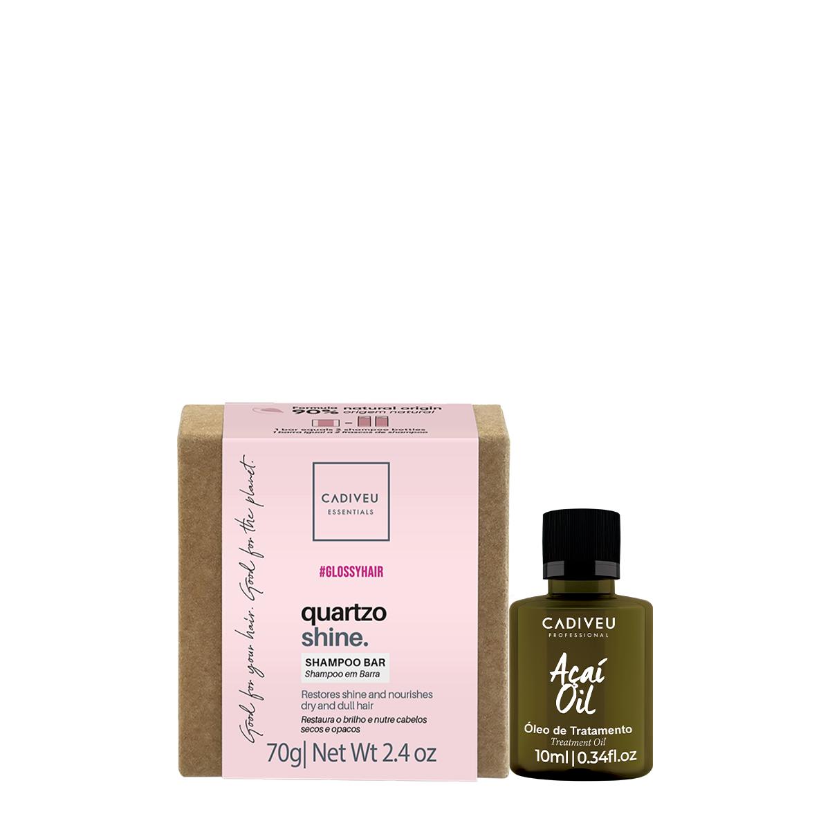 Kit Cadiveu Professional Essentials Quartzo Shine Shampoo em barra e Açaí Oil (2 produtos) - 1