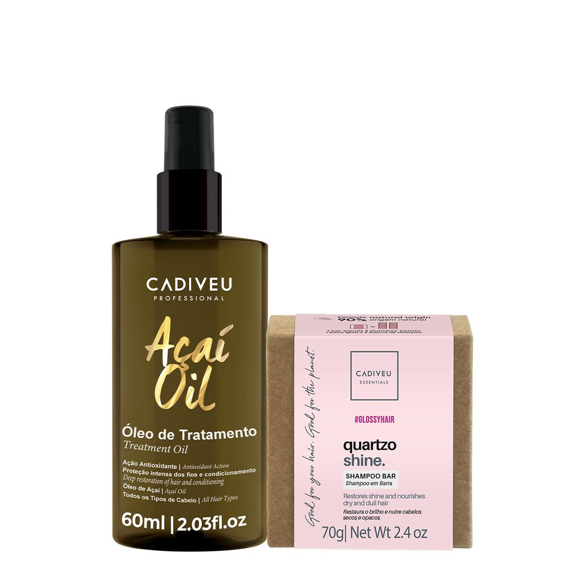 Kit Cadiveu Professional Essentials Quartzo Shine Shampoo em barra e Açaí Oil 60 (2 produtos) - 1