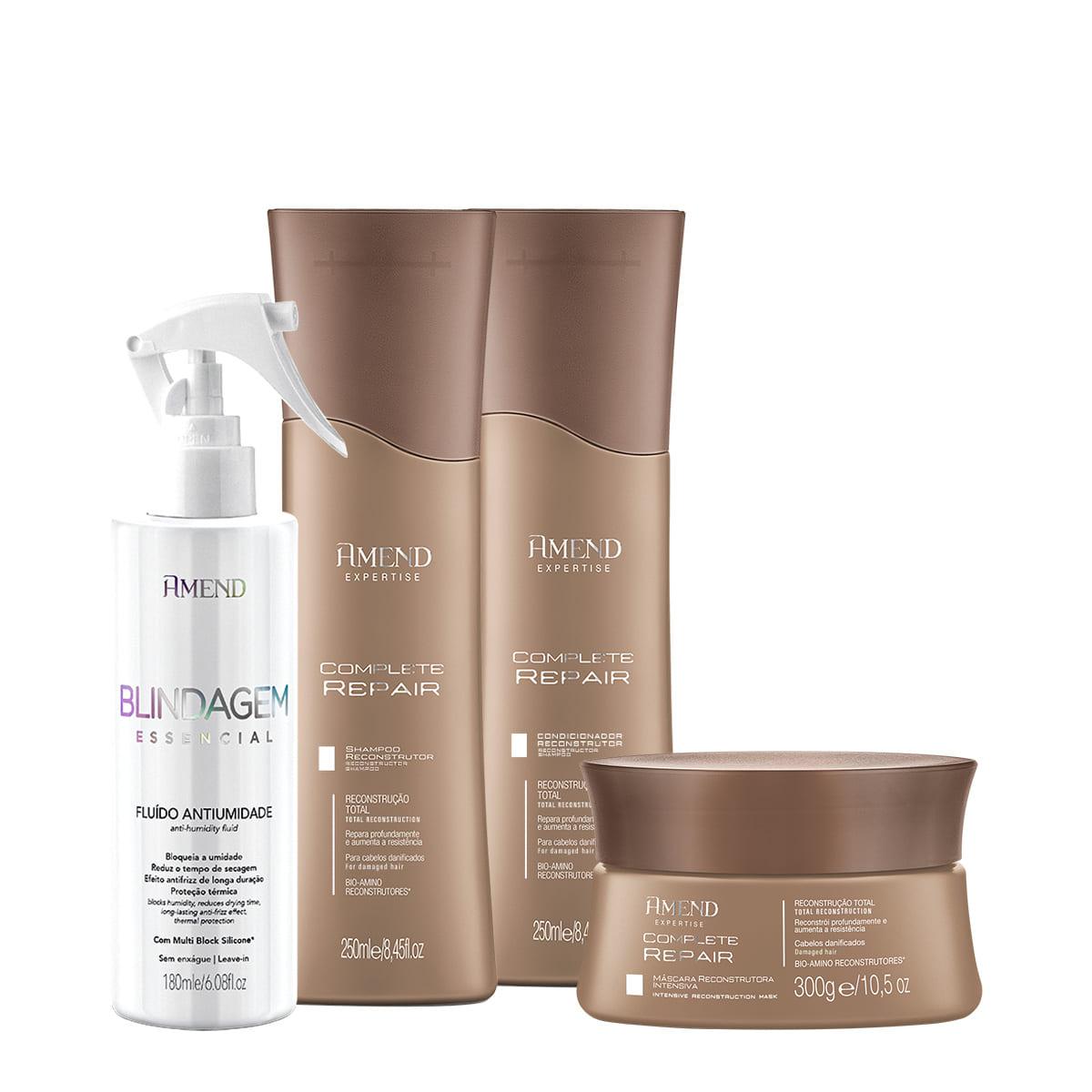 Kit Amend Complete Repair Shampoo Condicionador Máscara e Fluído Antiumidade (4 produtos) - 1