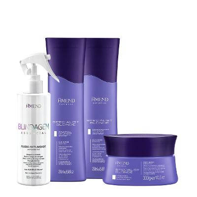 Kit Amend Specialist Blonde Shampoo Condicionador Máscara e Fluído Antiumidade (4 produtos)