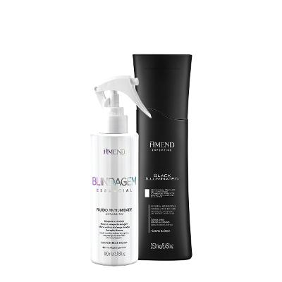 Kit Amend Black Illuminated Realce da Cor Shampoo e Fluído Antiumidade (2 produtos)