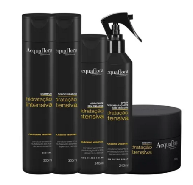 Acquaflora Hidratação Intensiva Shampoo+Cond 300ml+Masc 250ml+Hidrat. s/ Enxague+Spray s/ Enxague 240ml - 1