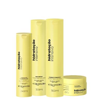 Acquaflora Hidratação Intensiva Shampoo+Condicionador 300ml+Mascara 250ml+Hidrat. s/ Enxague 240ml