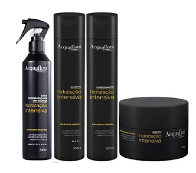Acquaflora Hidratação Intensiva Shampoo+Cond 300ml+Masc 250ml+Spray s/ Enxague 240ml - 1