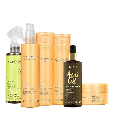 Kit Cadiveu Professional Nutri Glow Shampoo Condicionador Máscara Fluído Leave-in e Açaí Oil 110 (6 produtos)