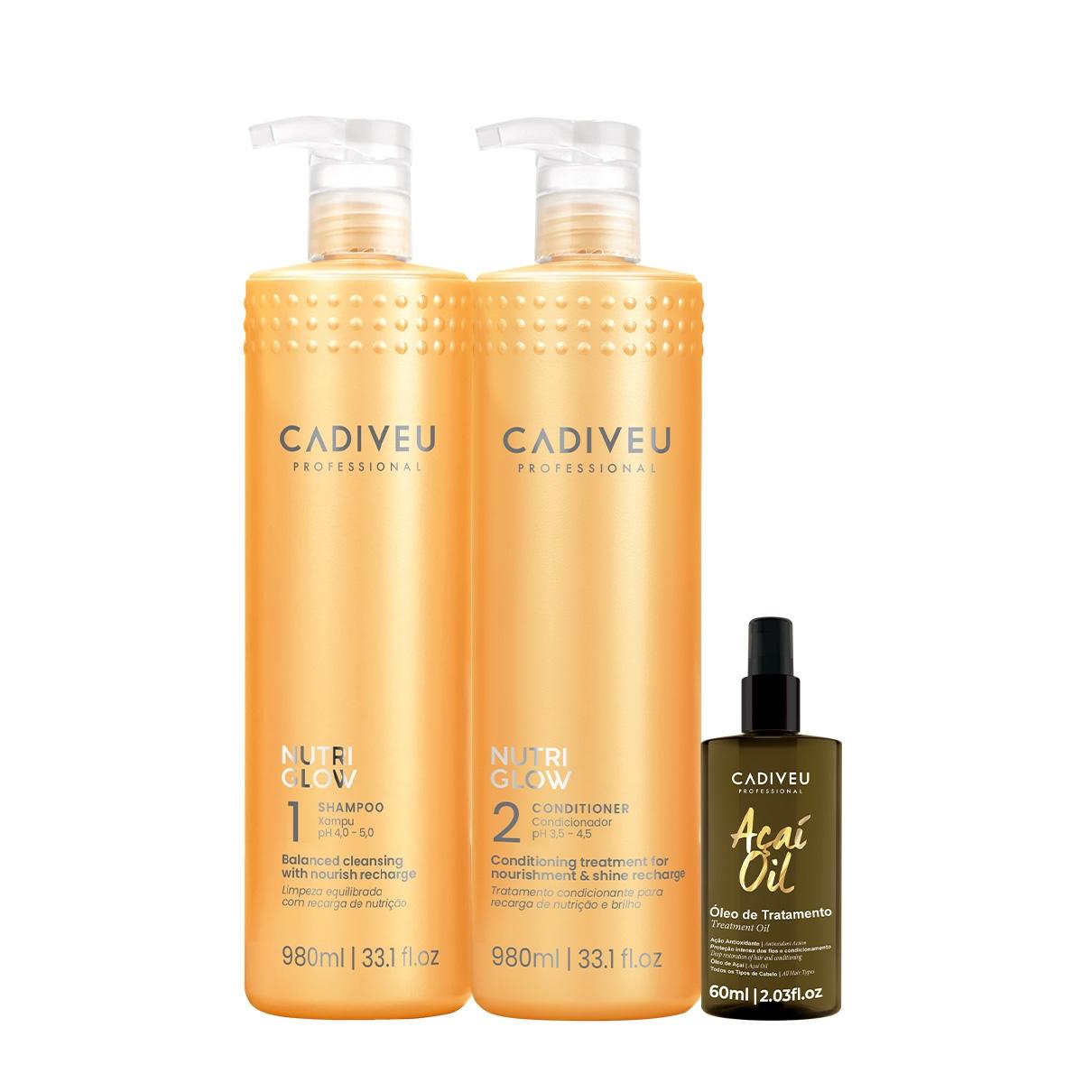 Kit Cadiveu Professional Nutri Glow Shampoo Condicionador G e Açai Oil 60 (3 produtos) - 1