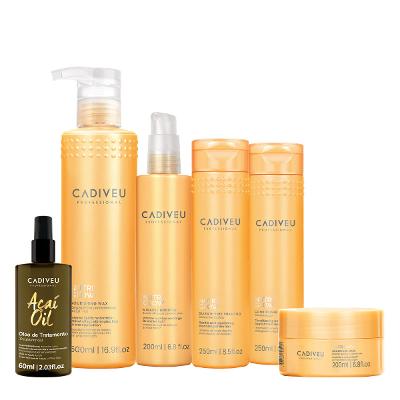 Kit Cadiveu Professional Nutri Glow Shampoo Condicionador Máscara Pré-Shampoo Cera e Açaí Oil 60 (6 produtos)