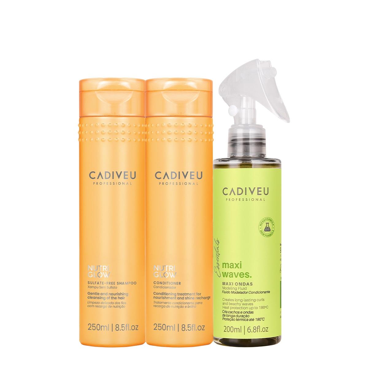 Kit Cadiveu Professional Nutri Glow Shampoo Condicionador e Maxi Ondas (3 produtos) - 1
