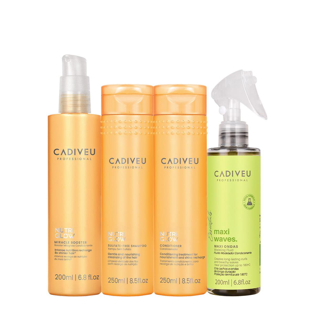 Kit Cadiveu Professional Nutri Glow Shampoo Condicionador Maxi Ondas e  Booster Pré Shampoo (4 produtos) - 1