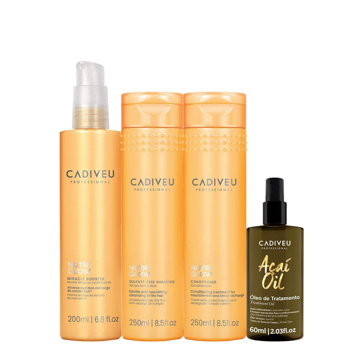 Kit Cadiveu Professional Nutri Glow Shampoo Condicionador Pré-Shampoo  e Açaí Oil 60 (4 produtos) - 1