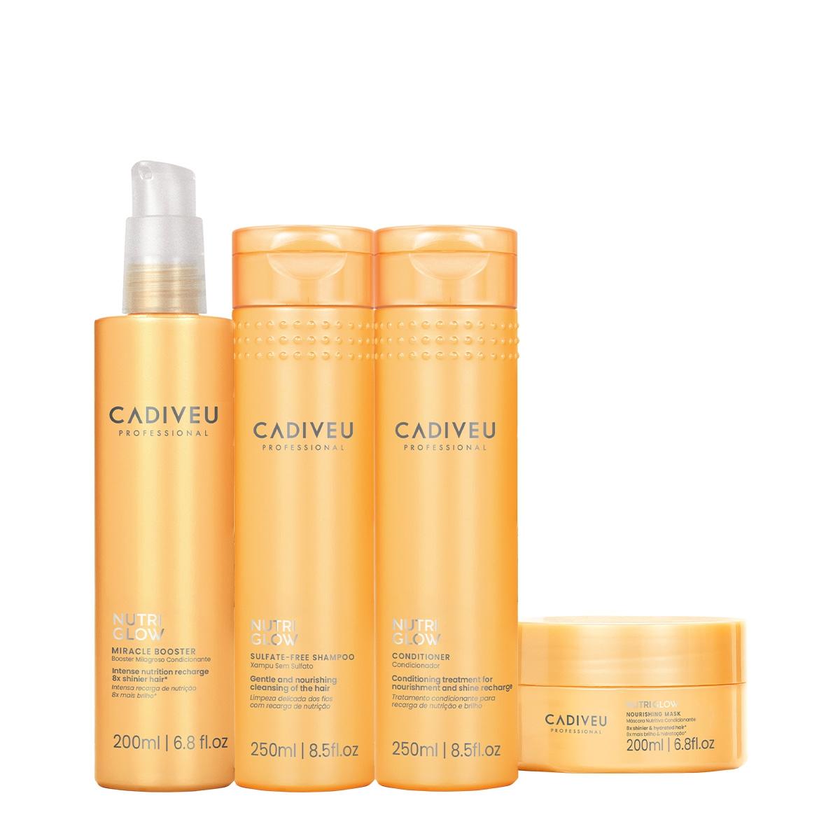 Kit Cadiveu Professional Nutri Glow Shampoo Condicionador Máscara P e Booster Fluído de Tratamento (4 produtos) - 1