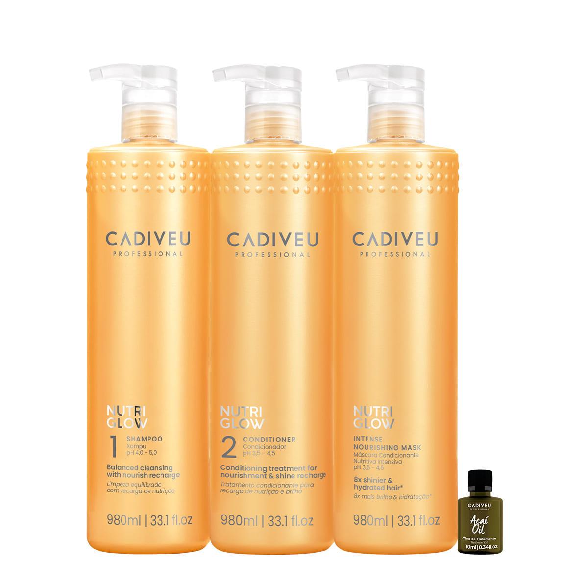 Kit Cadiveu Professional Nutri Glow Shampoo Condicionador Máscara G e Açaí Oil (4 produtos) - 1