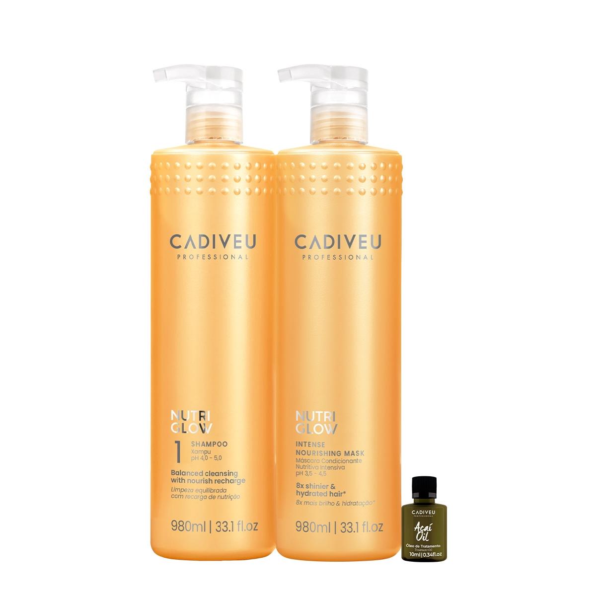 Kit Cadiveu Professional Nutri Glow Shampoo Máscara G e Açaí Oil (3 produtos) - 1