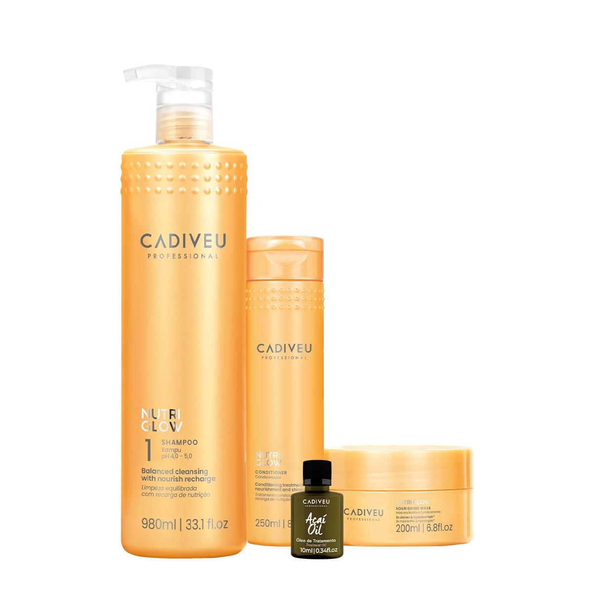 Kit Cadiveu Professional Nutri Glow Shampoo Condicionador Máscara e Açaí Oil (4 produtos) - 1