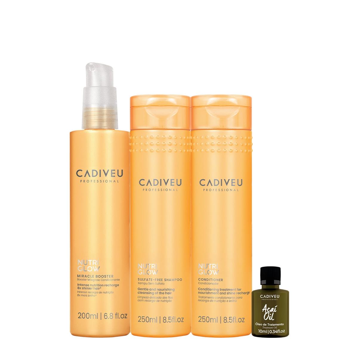 Kit Cadiveu Professional Nutri Glow Shampoo Condicionador Pré-Shampoo  e Açaí Oil  (4 produtos) - 1