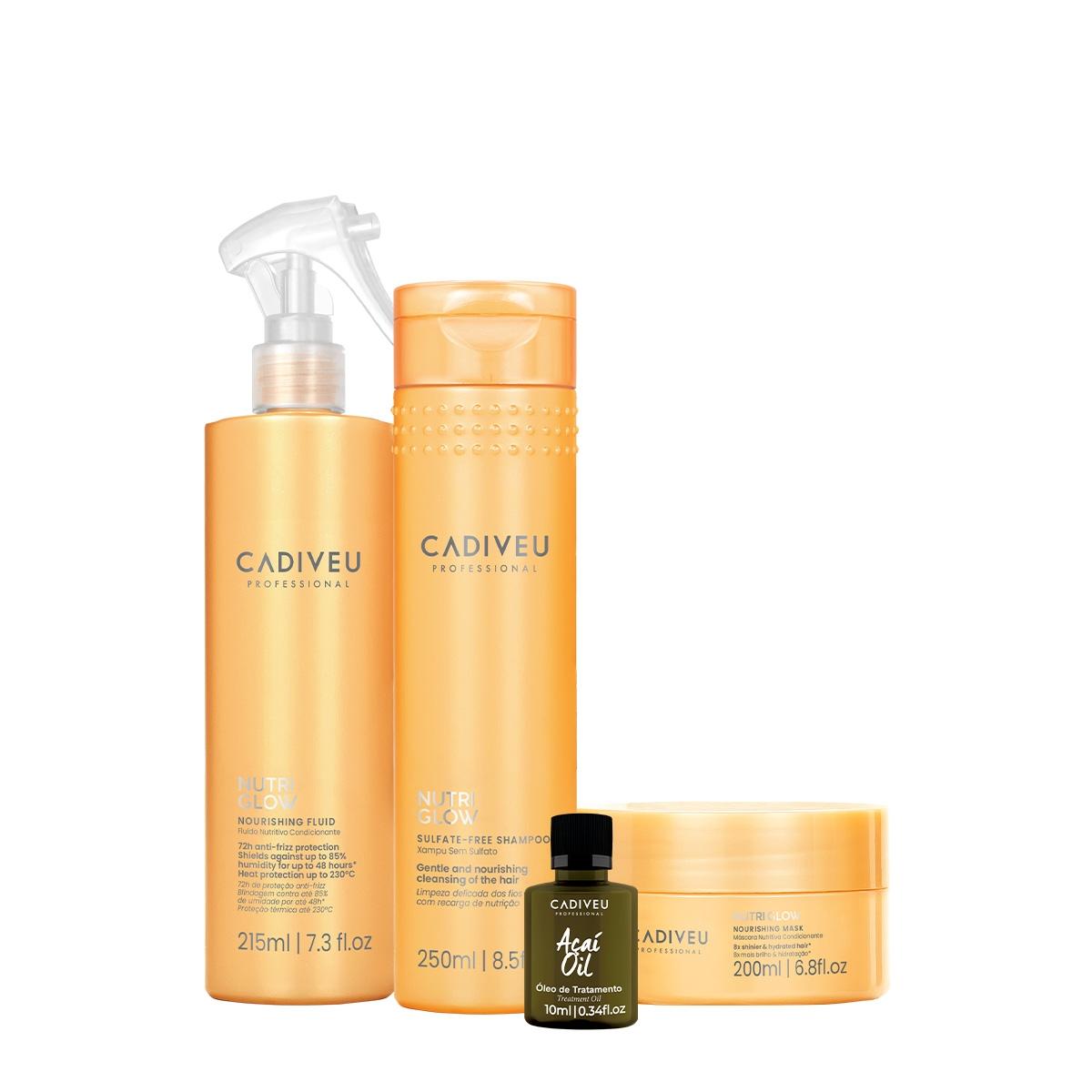 Kit Cadiveu Professional Nutri Glow Shampoo Máscara Fluído e Açaí Oil (4 produtos) - 1