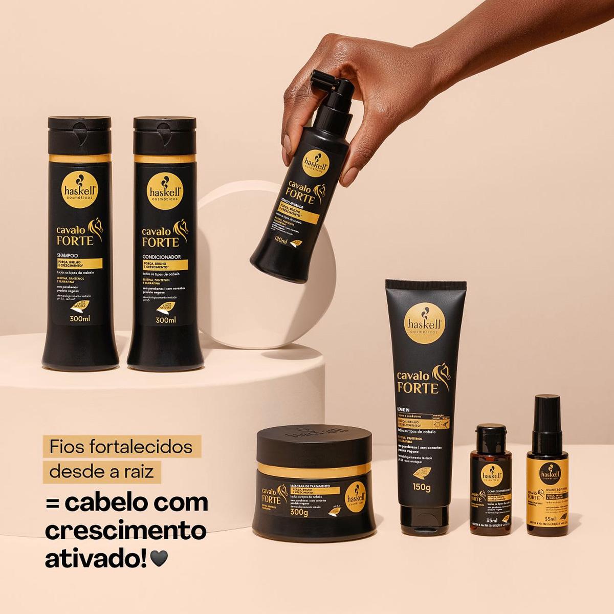 Kit Haskell Cavalo Forte Máscara Shampoo Condicionador e Lamelar Máscara líquida (4 produtos) - 3