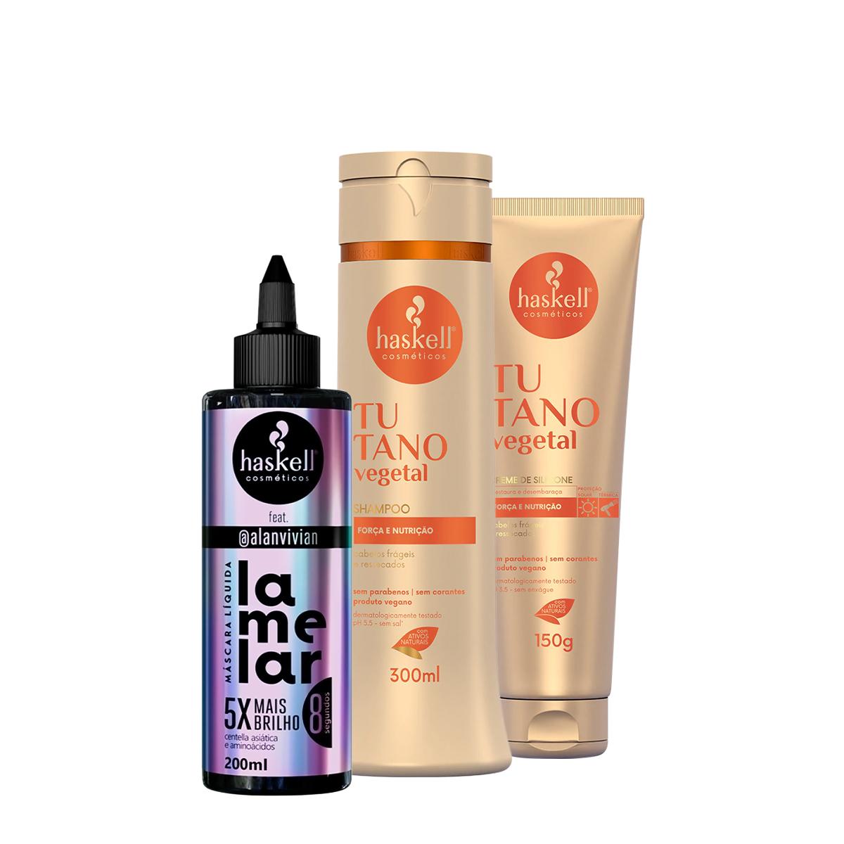 Kit Haskell Tutano Shampoo Leave-in e Lamelar Máscara Líquida (3 produtos) - 1